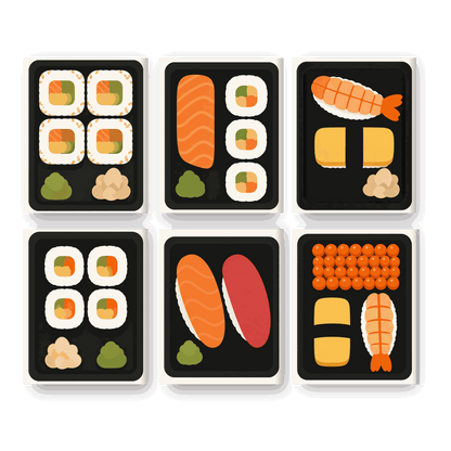 6 Mini Paintings | Sushi Afhaal Set