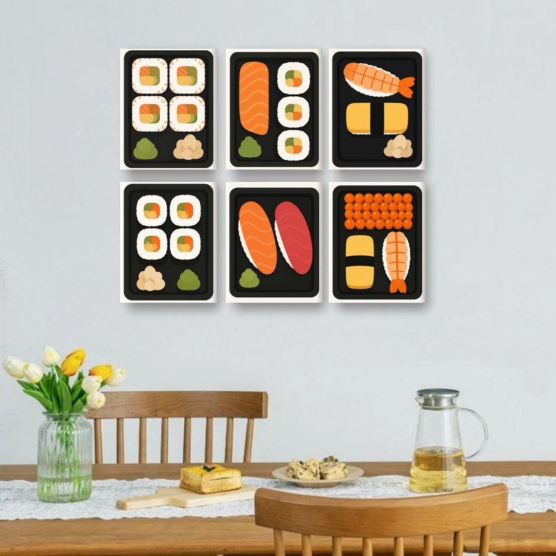 6 Mini Paintings | Sushi Afhaal Set