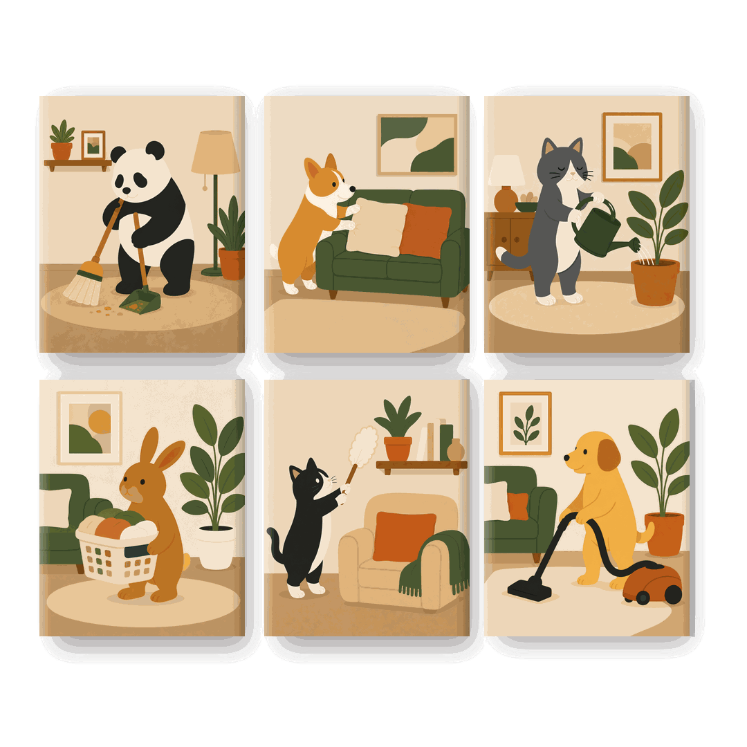 6 Mini Paintings | Drukke Dieren Set