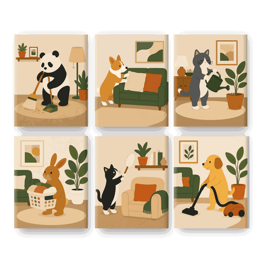 6 Mini Paintings | Drukke Dieren Set