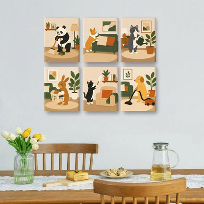 6 Mini Paintings | Drukke Dieren Set