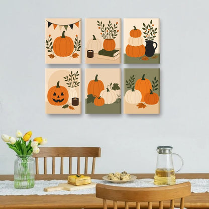 6 Mini Paintings | Herfst Pompoen Set