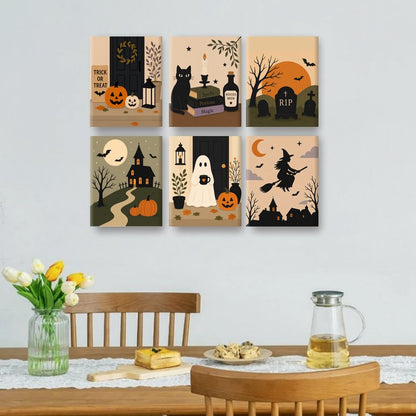 6 Mini Paintings | Halloween Veranda Set