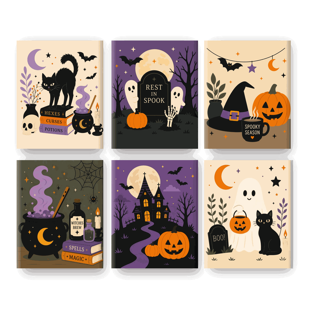 6 Mini Paintings | Heksen Keuken Set - Schilder Op Nummers