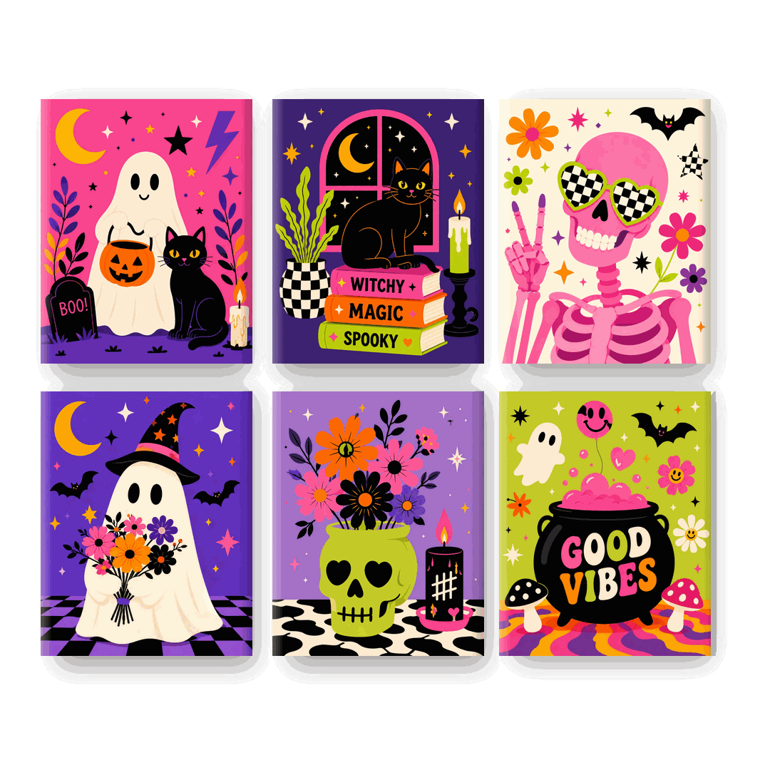 6 Mini Paintings | Kleurrijke Halloween Set