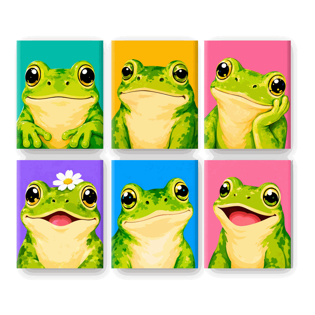 6 Mini Paintings | Vrolijke Kikker Set