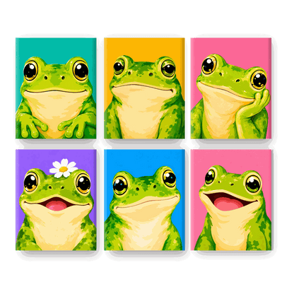 6 Mini Paintings | Vrolijke Kikker Set