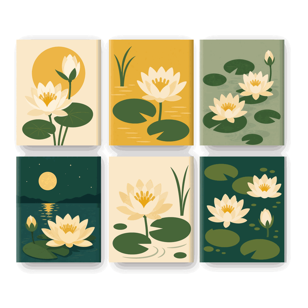 6 Mini Paintings | Lotus Set