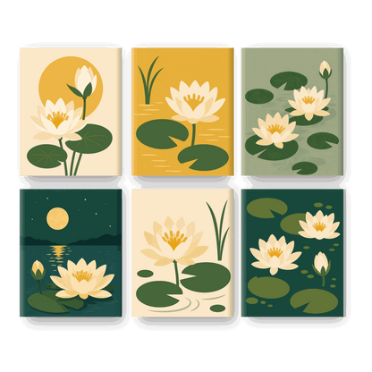 6 Mini Paintings | Lotus Set