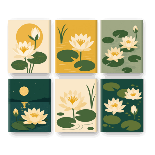 6 Mini Paintings | Lotus Set