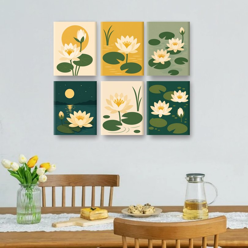 6 Mini Paintings | Lotus Set