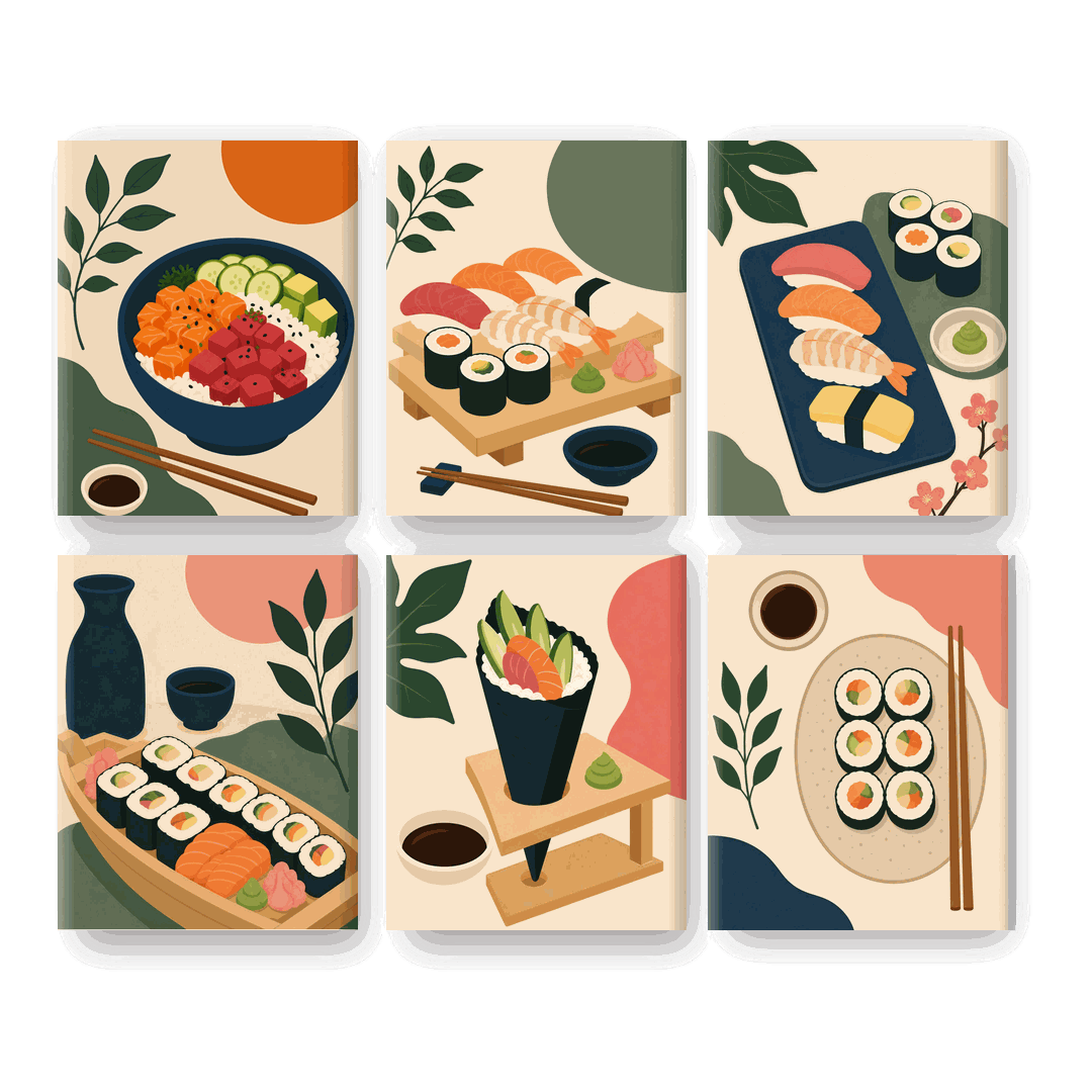 6 Mini Paintings | Poke Bowl Set
