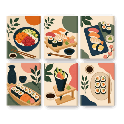 6 Mini Paintings | Poke Bowl Set