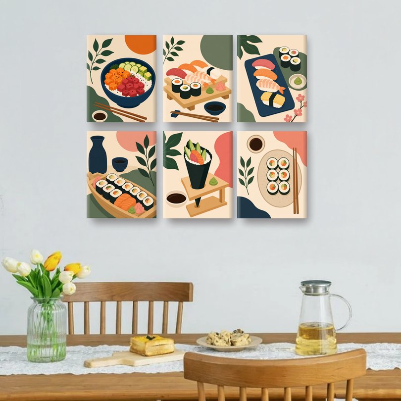 6 Mini Paintings | Poke Bowl Set