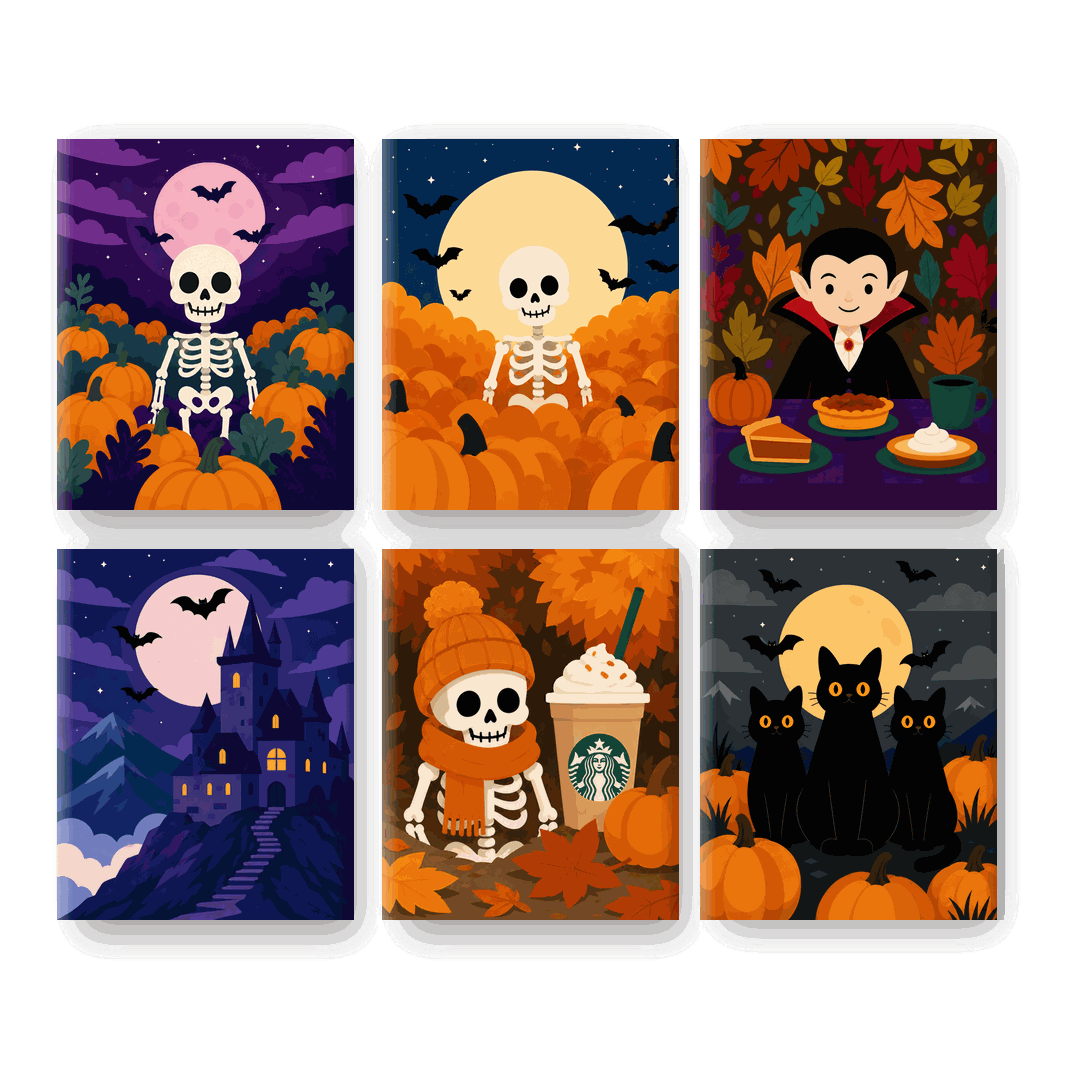 6 Mini Paintings | Herfst Spooktacular Set