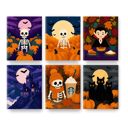 6 Mini Paintings | Herfst Spooktacular Set