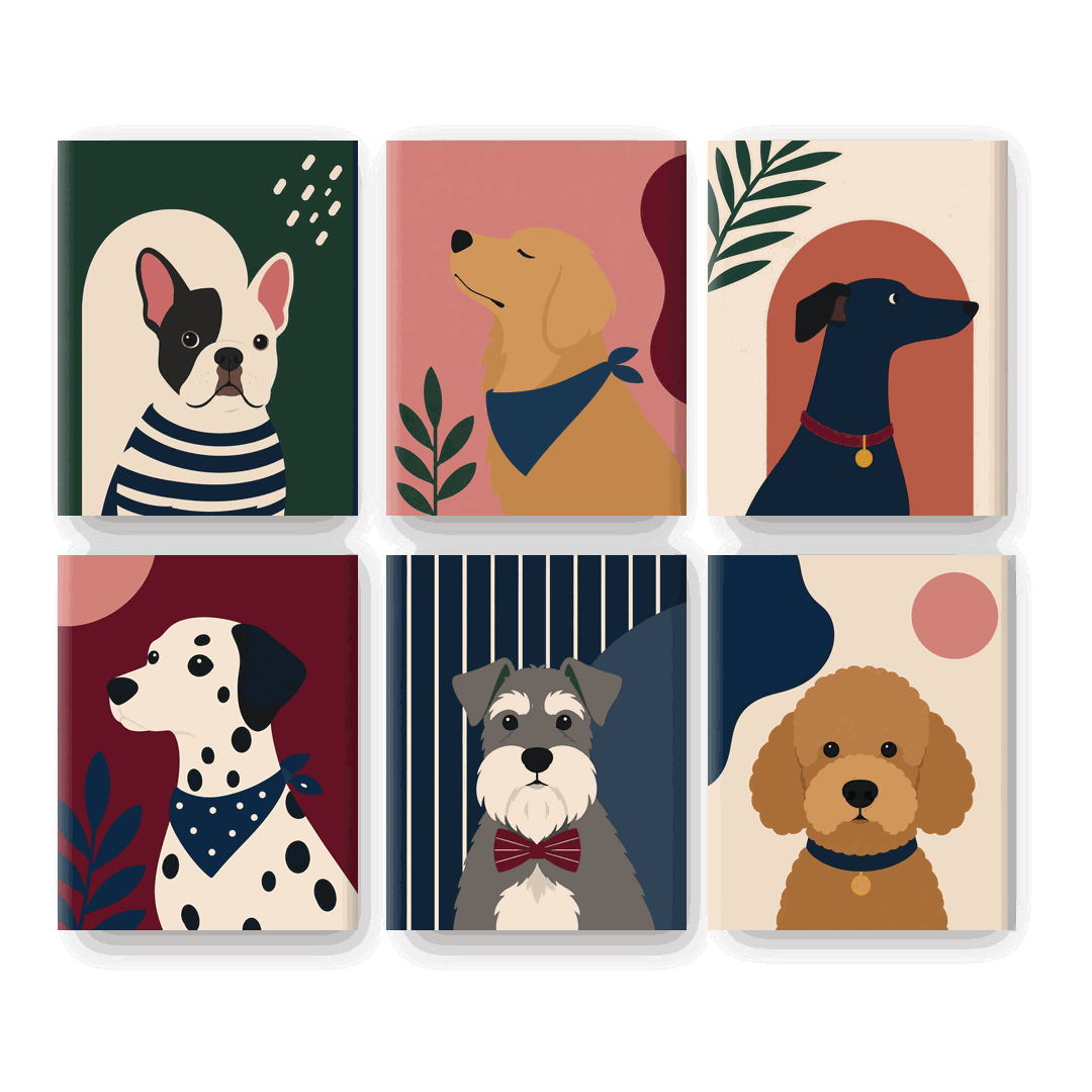 6 Mini Paintings | Boho Honden Set