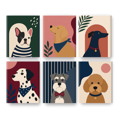 6 Mini Paintings | Boho Honden Set