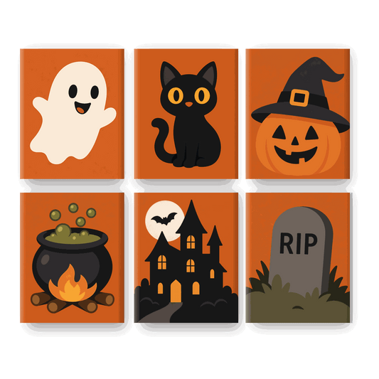 6 Mini Paintings | Klassieke Halloween Set