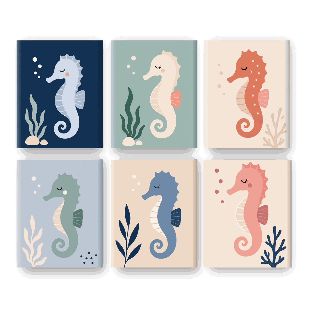 6 Mini Paintings | Kleurrijk Zeepaardje Set