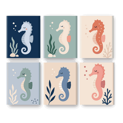 6 Mini Paintings | Kleurrijk Zeepaardje Set