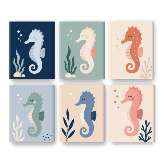 6 Mini Paintings | Kleurrijk Zeepaardje Set