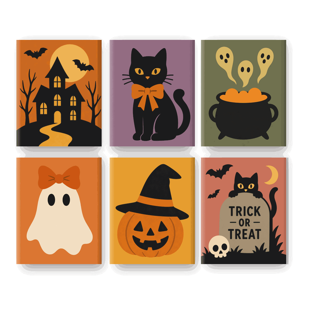 6 Mini Paintings | Schattige Halloween Set