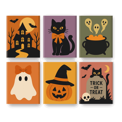 6 Mini Paintings | Schattige Halloween Set