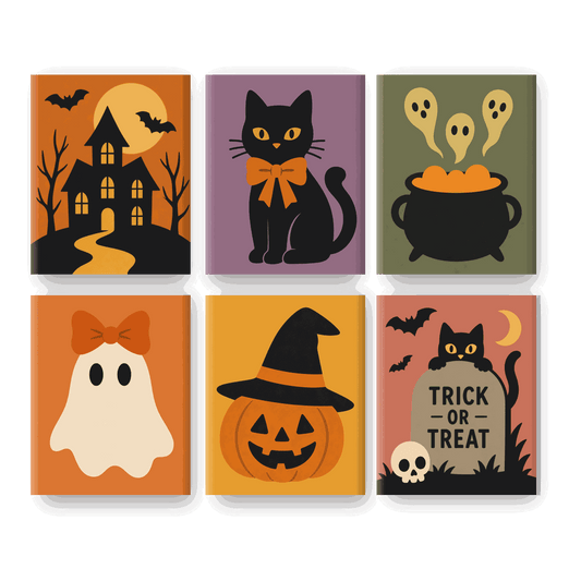 6 Mini Paintings | Schattige Halloween Set