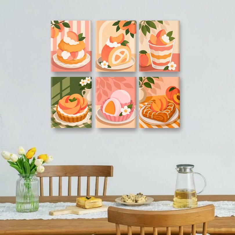 6 Mini Paintings | Perzik Lekkernijen Set
