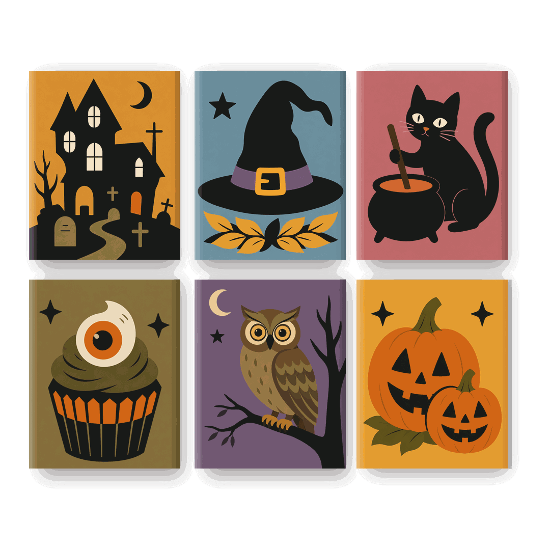 6 Mini Paintings | Spooky Posters Set