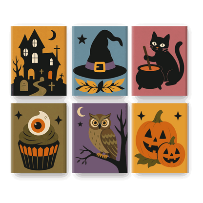 6 Mini Paintings | Spooky Posters Set