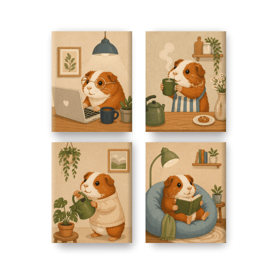 4 Mini Paintings | Cavia Set