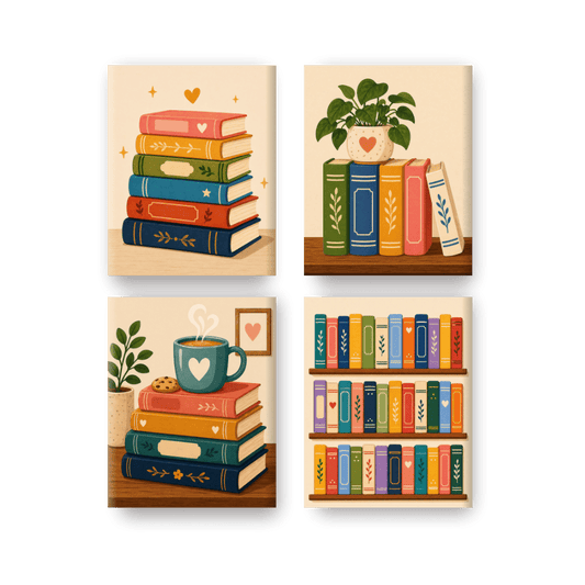 4 Mini Paintings | Gekleurde Boeken Set