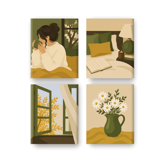 4 Mini Paintings | Gouden Raam Set