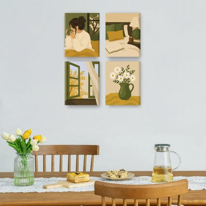 4 Mini Paintings | Gouden Raam Set