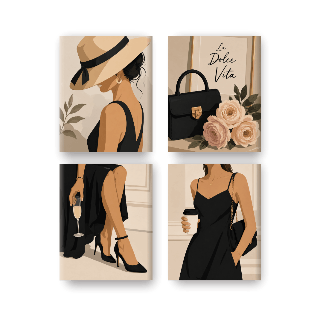 4 Mini Paintings | Koffie & Chic Set