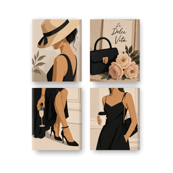 4 Mini Paintings | Koffie & Chic Set