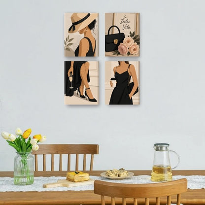 4 Mini Paintings | Koffie & Chic Set