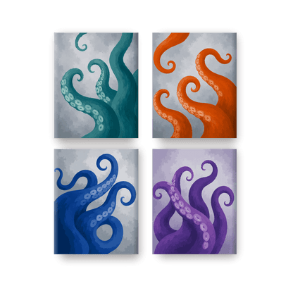 4 Mini Paintings | Tentakels Set - Schilder Op Nummers