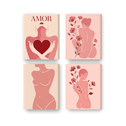 4 Mini Paintings | Vrouwelijke Vorm Set