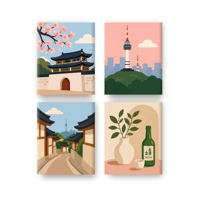 4 Mini Paintings | Soju Set - Schilder Op Nummers