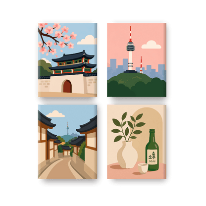 4 Mini Paintings | Soju Set - Schilder Op Nummers