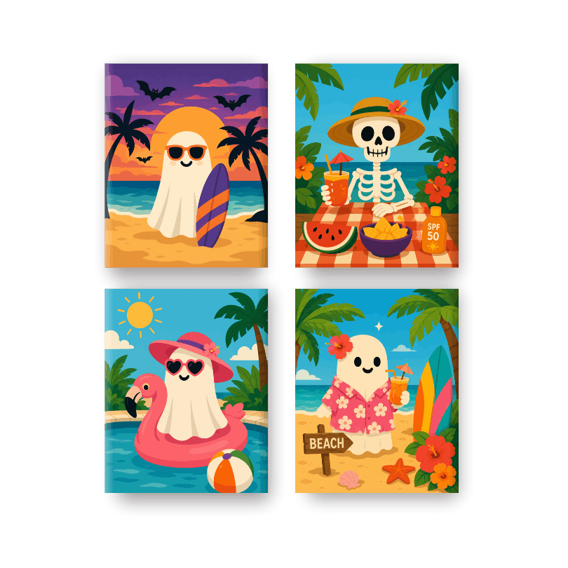 4 Mini Paintings | Tropische Geest Set