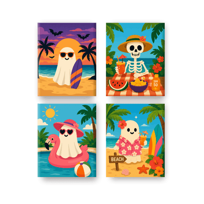 4 Mini Paintings | Tropische Geest Set