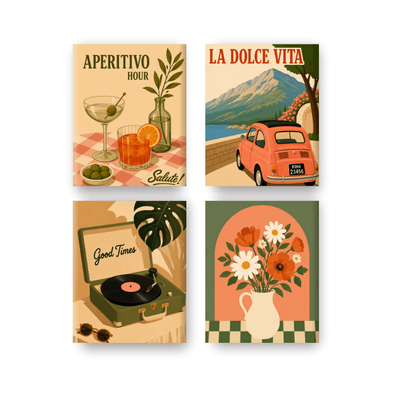 4 Mini Paintings | Aperitivo Set - Schilder Op Nummers