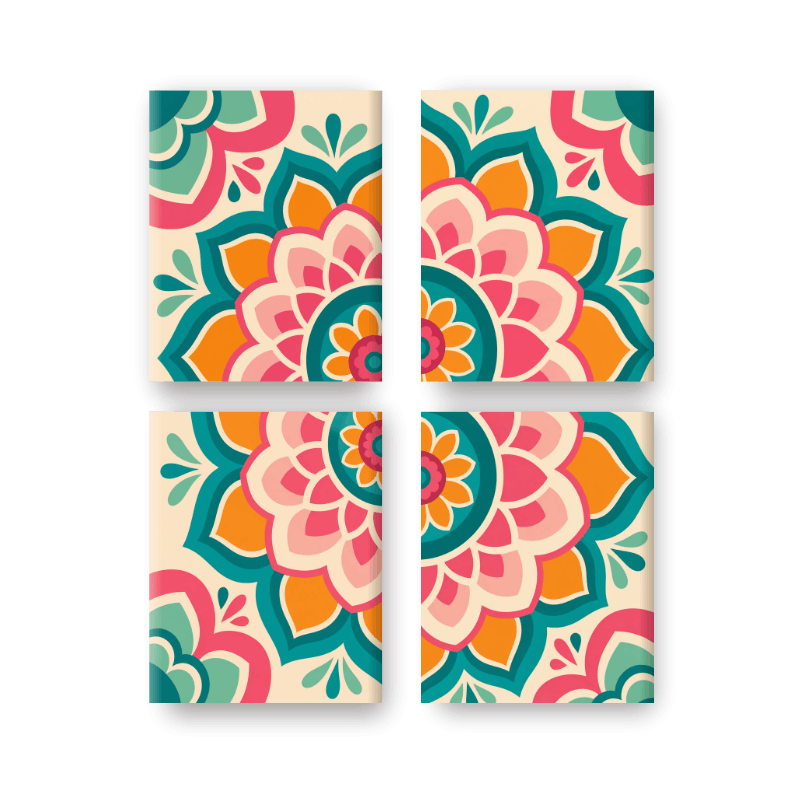 4 Mini Paintings | Kleurrijke Mandala Set
