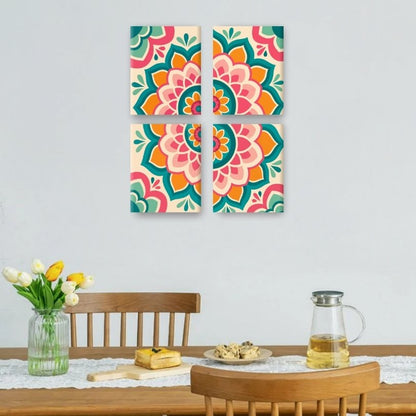 4 Mini Paintings | Kleurrijke Mandala Set