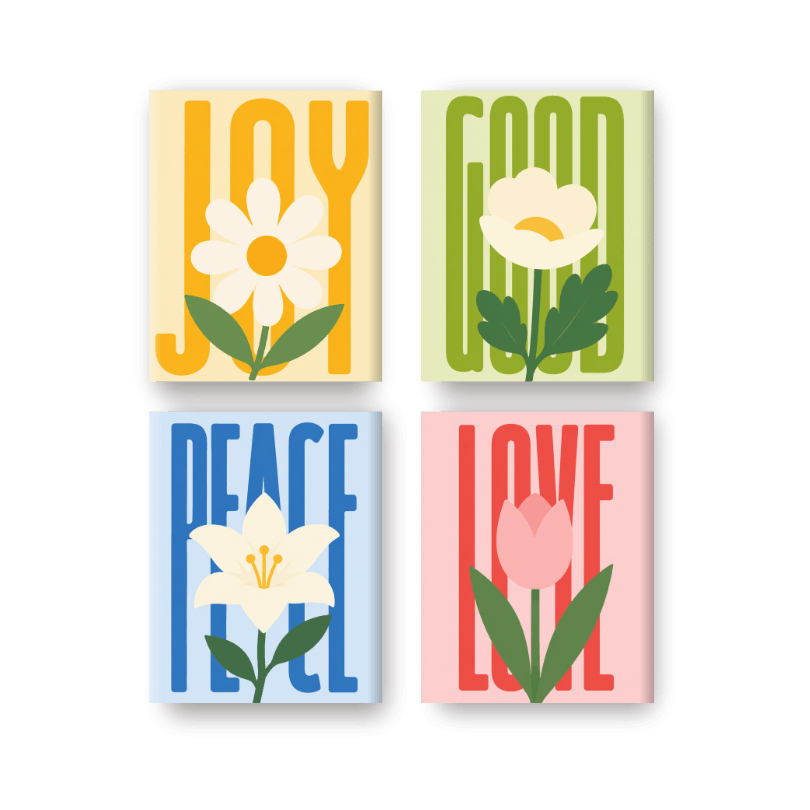 4 Mini Paintings | Vreugde Set - Schilder Op Nummers