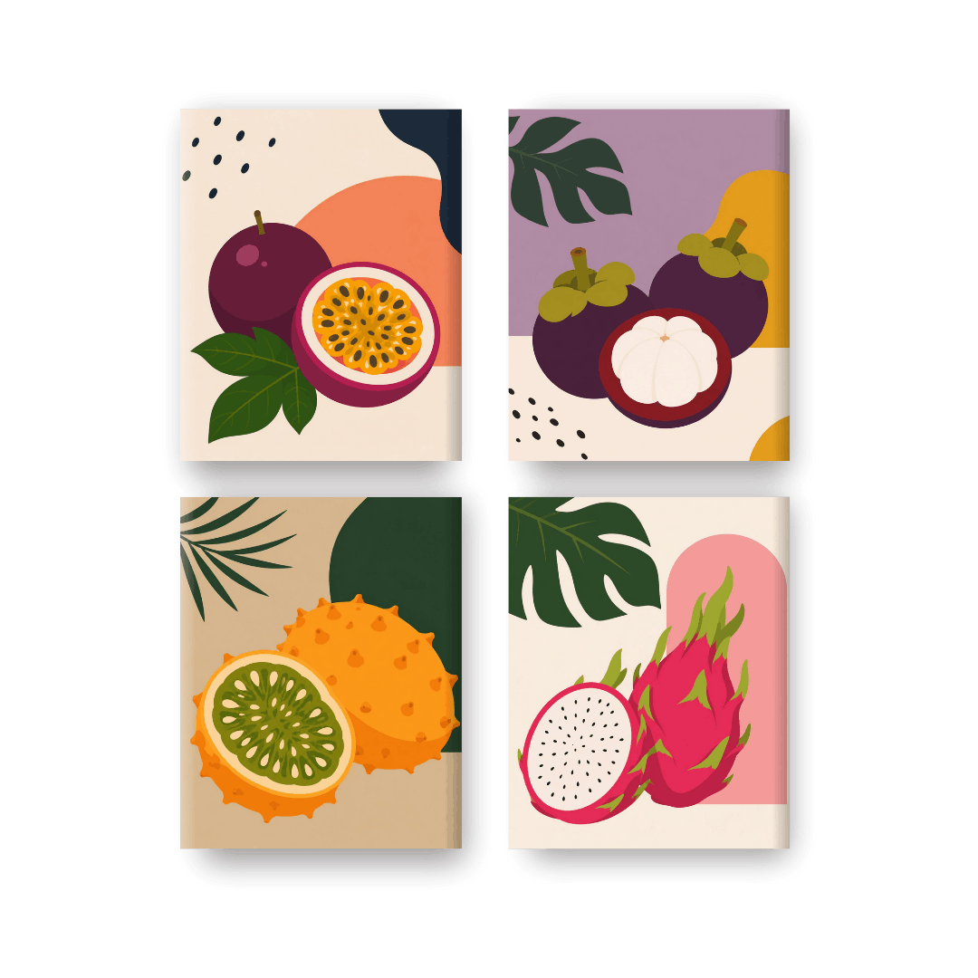 4 Mini Paintings | Tropisch Fruit Set